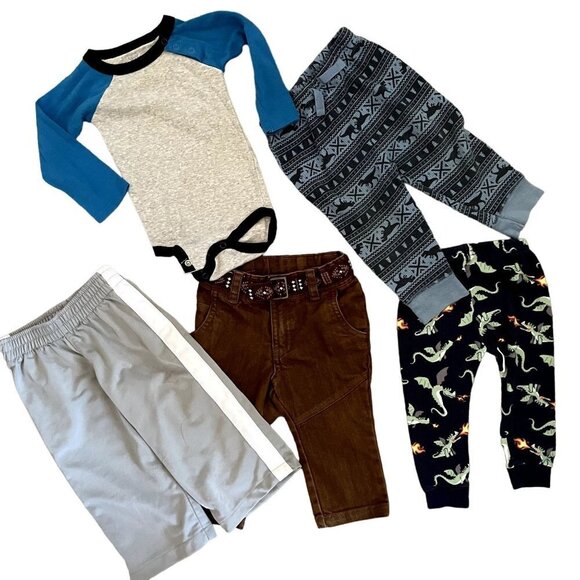 Lot of size 12 months toddler boys clothes shorts pants comfy play clothes - Picture 1 of 7